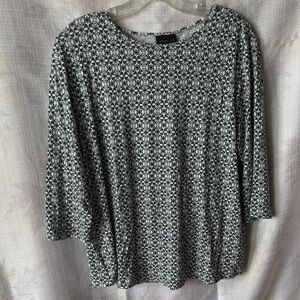 J. Jill Geometric Print Blouse in Black and White